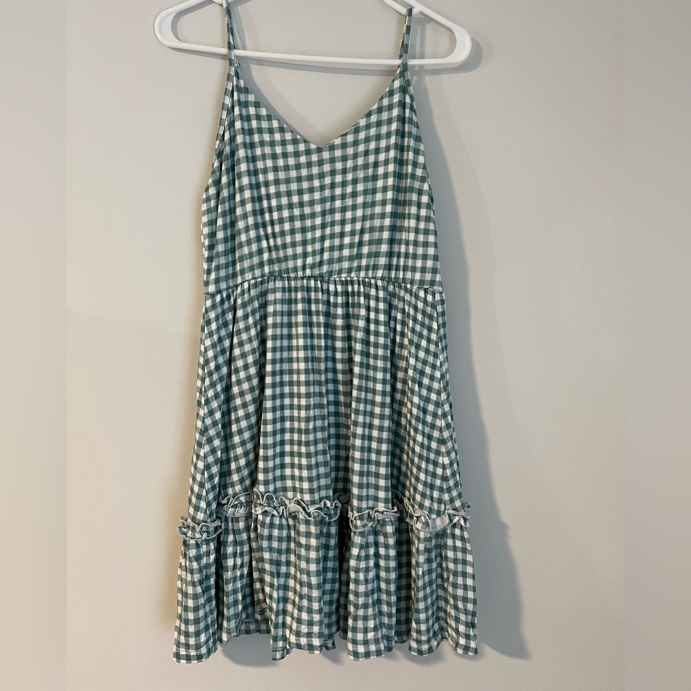 Green plaid dress